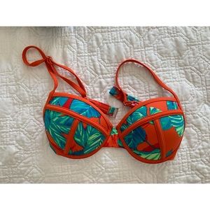 Xhilaration Orange Palm Push Up Bikini Top